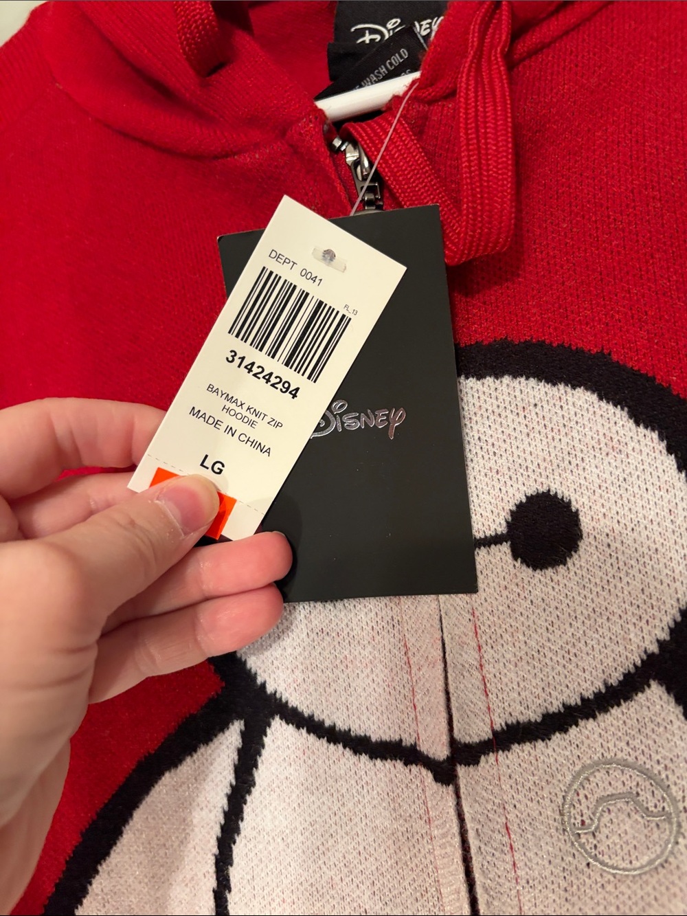 Disney Red Baymax Zip-Up Cardigan Sweater with Hood - Picture 3 of 3